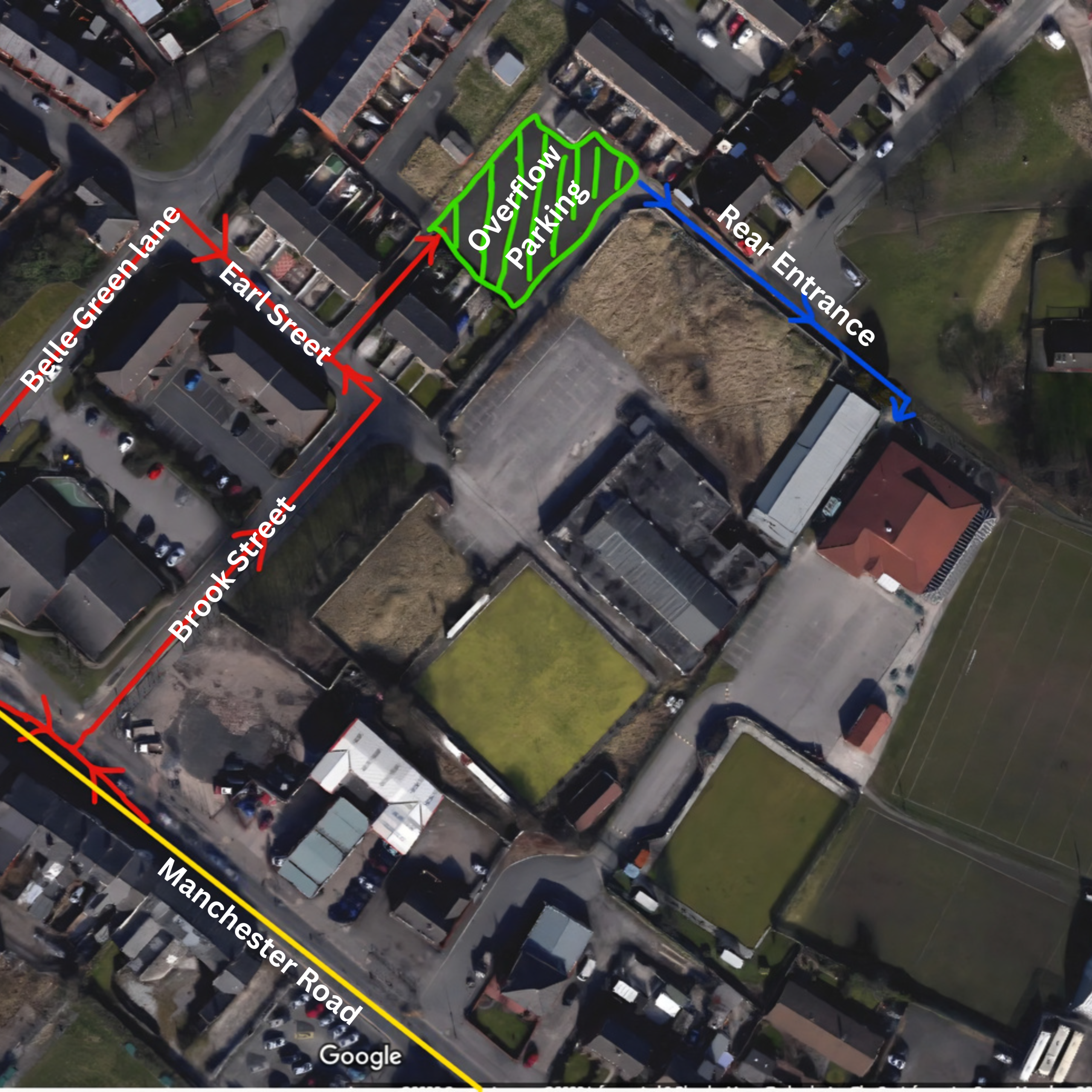 Ince Rose Bridge parking map